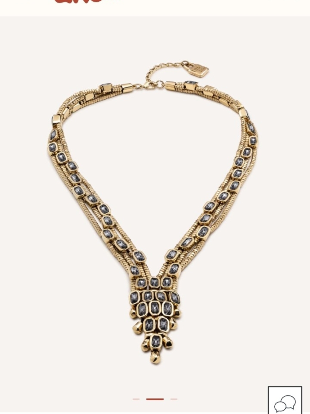 Gold-Tone Statement Necklace with Smoky Crystal Accents